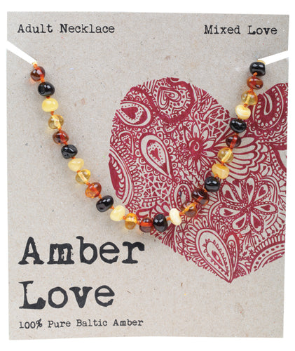 Amber Love Adult's Necklace 100% Baltic Amber Mixed Love (46cm)