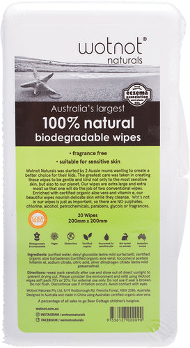 Wotnot Travel Wipes With Travel Case 100% Biodegradable (20 pieces)